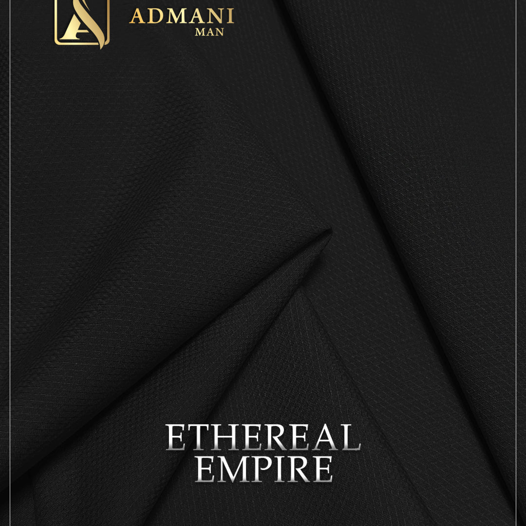 Ethereal Empire Black Unstitched Fabric Menswear Shalwar Kameez by Admani Menswear Pakistan