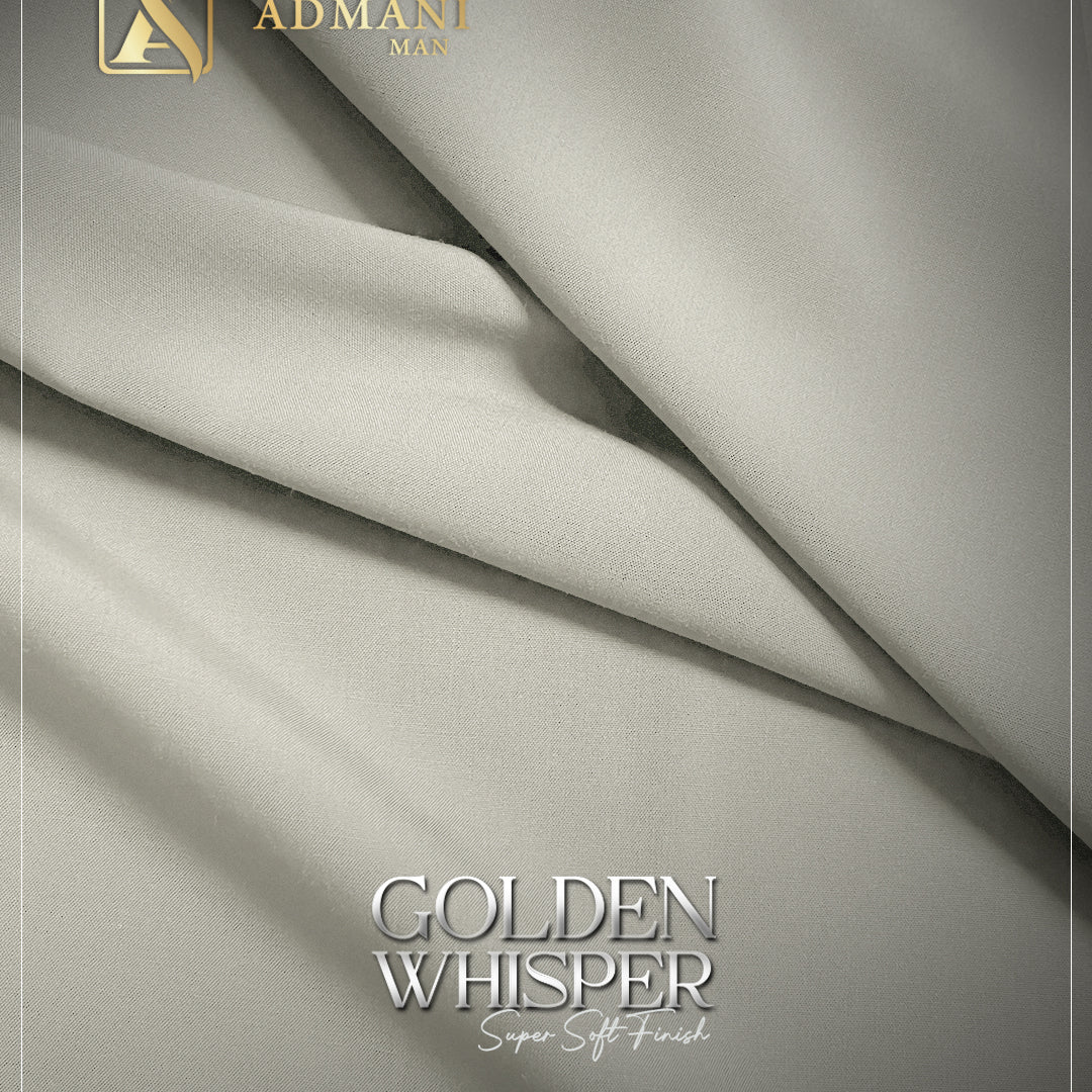 Golden Whisper Off White Unstitched Fabric for Men by Admani Menswear Pakistan