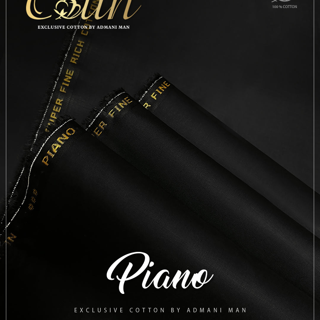“Piano men’s unstitched cotton fabric – premium breathable fabric for shalwar kameez”