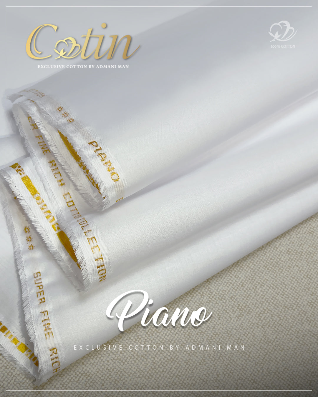“Piano unstitched men’s cotton fabric – stylish lightweight summer fabric”