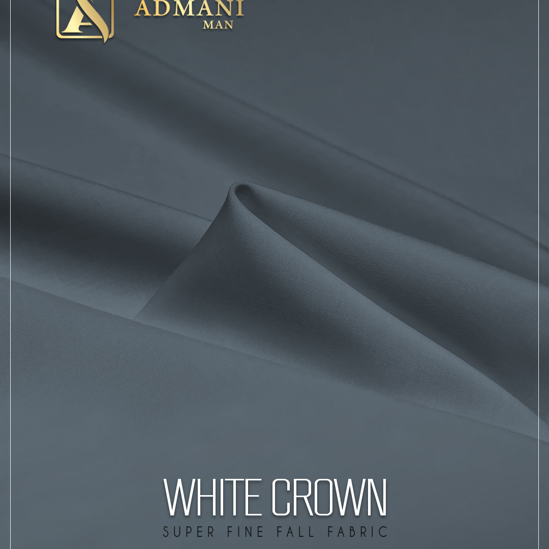 “White Crown unstitched fabric for men – premium shalwar kameez fabric in white”