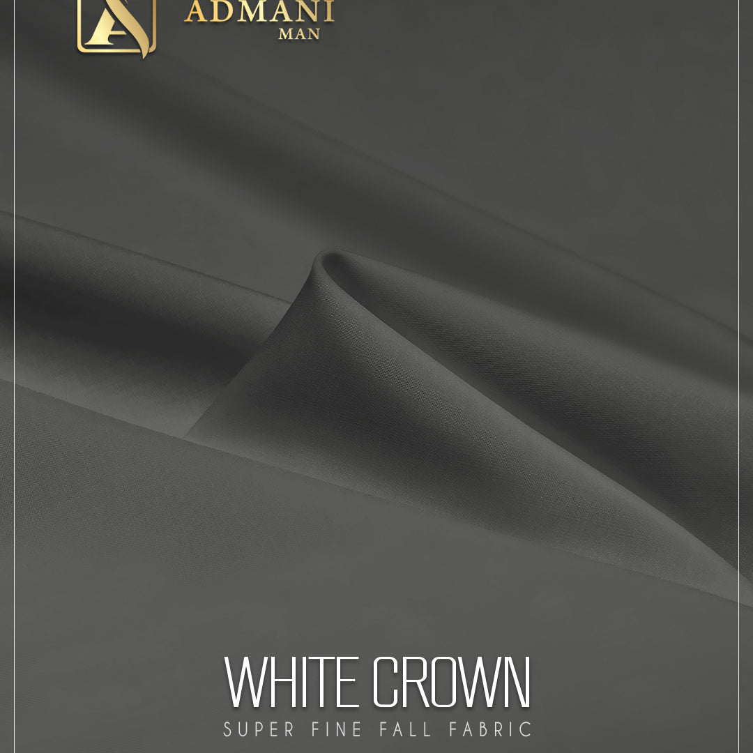 “Luxury men’s unstitched fabric – White Crown elegant white fabric collection”