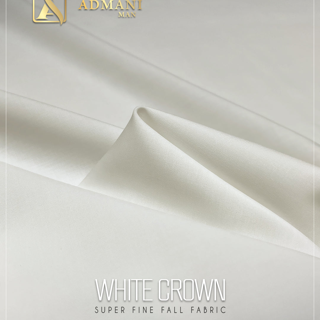 “White Crown men’s fabric – high-quality unstitched material for traditional clothing”