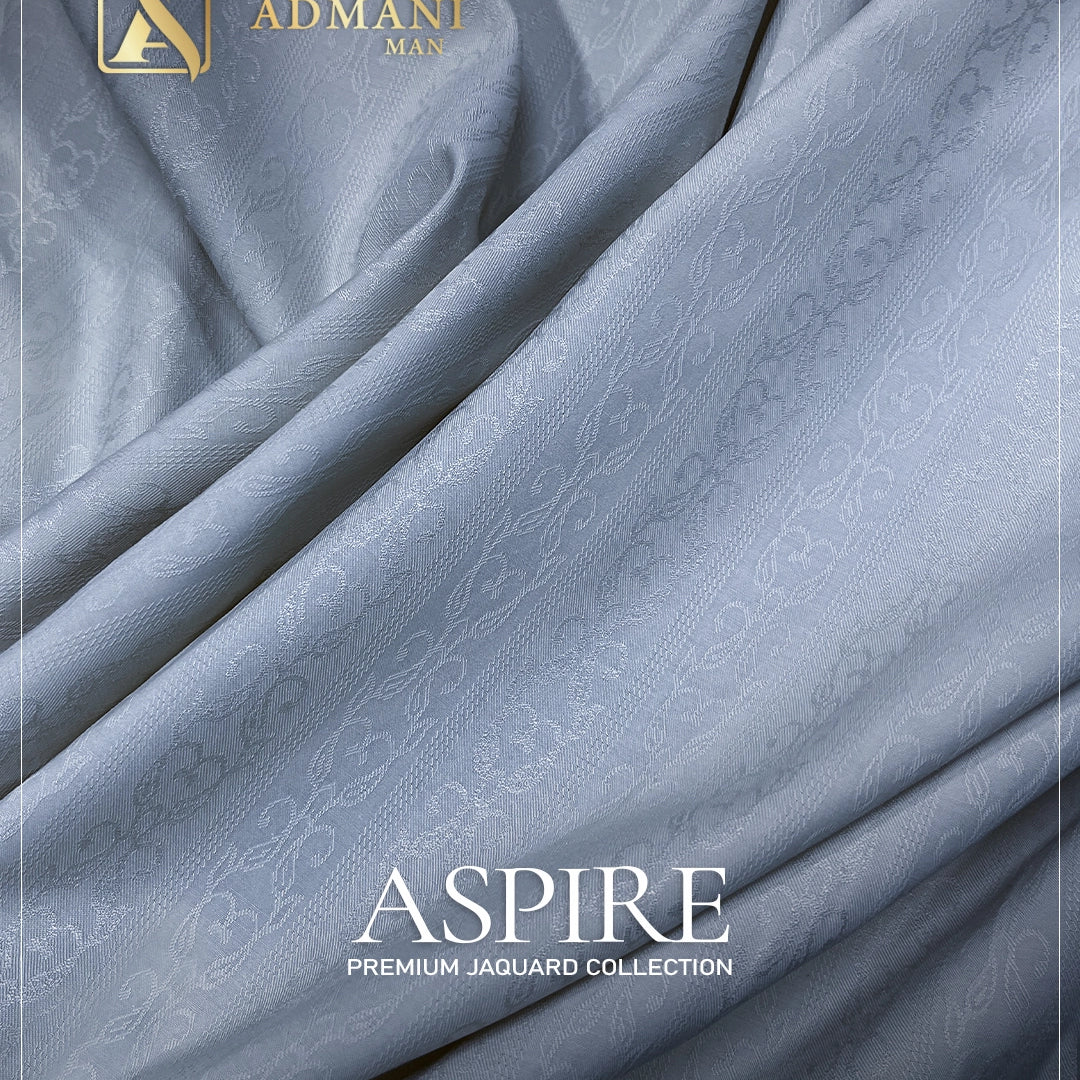 Aspire Sky Blue premium jacquard fabric with subtle pattern detail for formal menswear