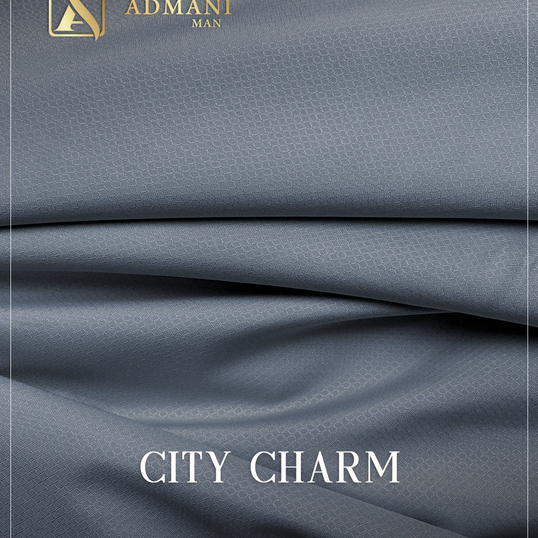 City Charm Arsenic Gray micro texture wash n wear fabric for menswear shalwar kameez