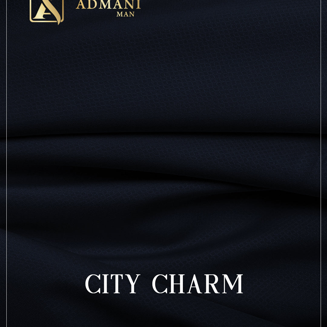 City Charm Navy Blue micro texture wash n wear fabric for menswear shalwar kameez