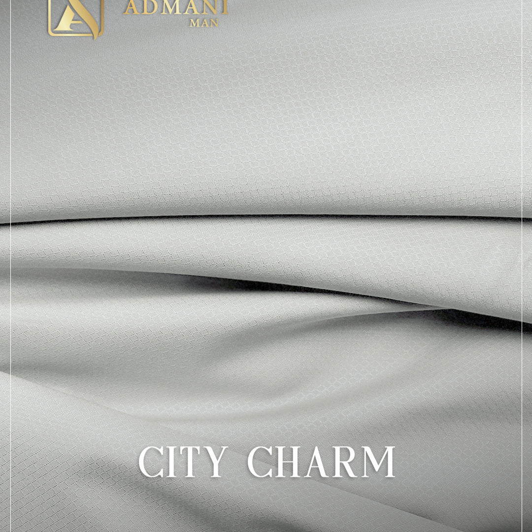City Charm Off White micro texture wash n wear fabric for menswear shalwar kameez