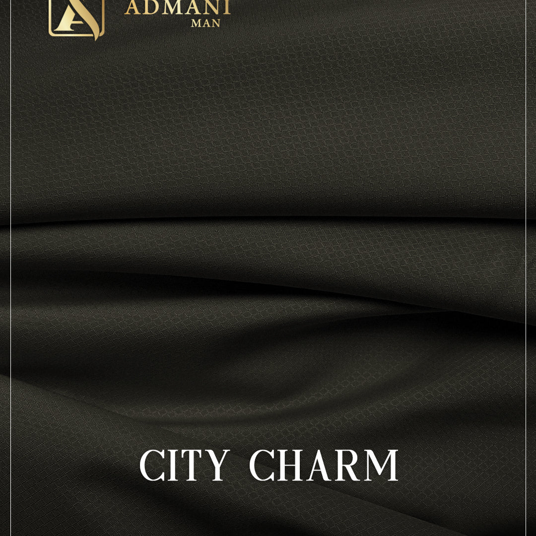City Charm Reseda Green micro texture wash n wear fabric for menswear shalwar kameez