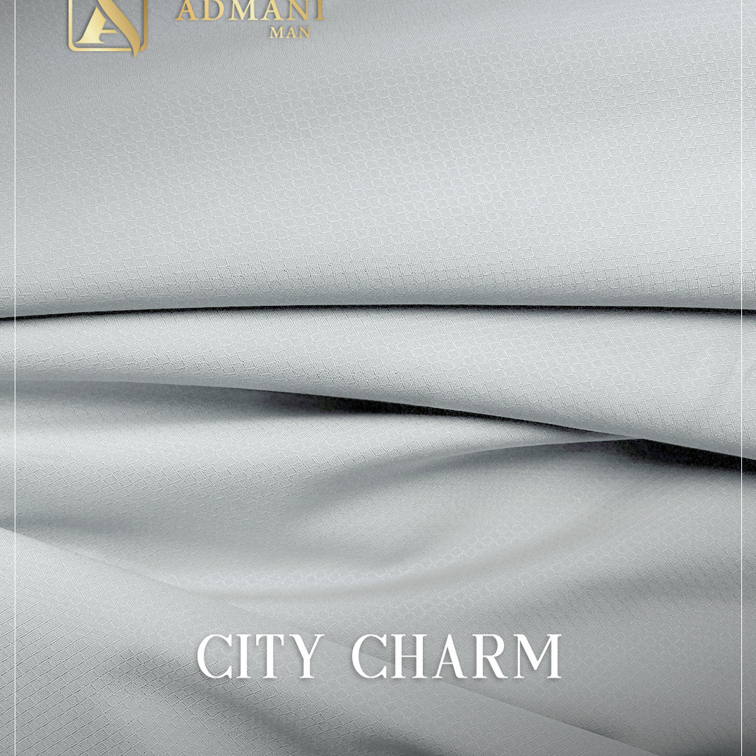 City Charm White micro texture wash n wear fabric for menswear shalwar kameez