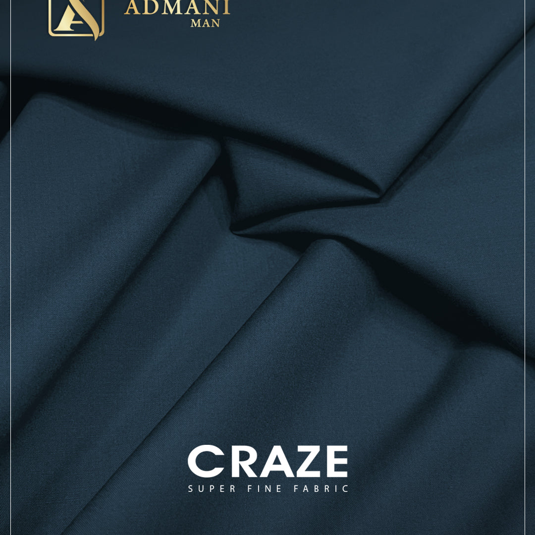 CRAZE Blue Sapphire Super Fine Unstitched Fabric for Menswear Shalwar Kameez by Admani Man Pakistan - rich blue tone for sophisticated menswear