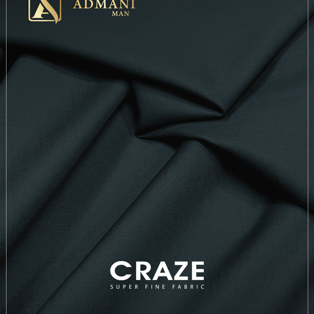 CRAZE Dark Teal Super Fine Unstitched Fabric for Menswear Shalwar Kameez by Admani Man Pakistan - deep green-blue tone for premium look