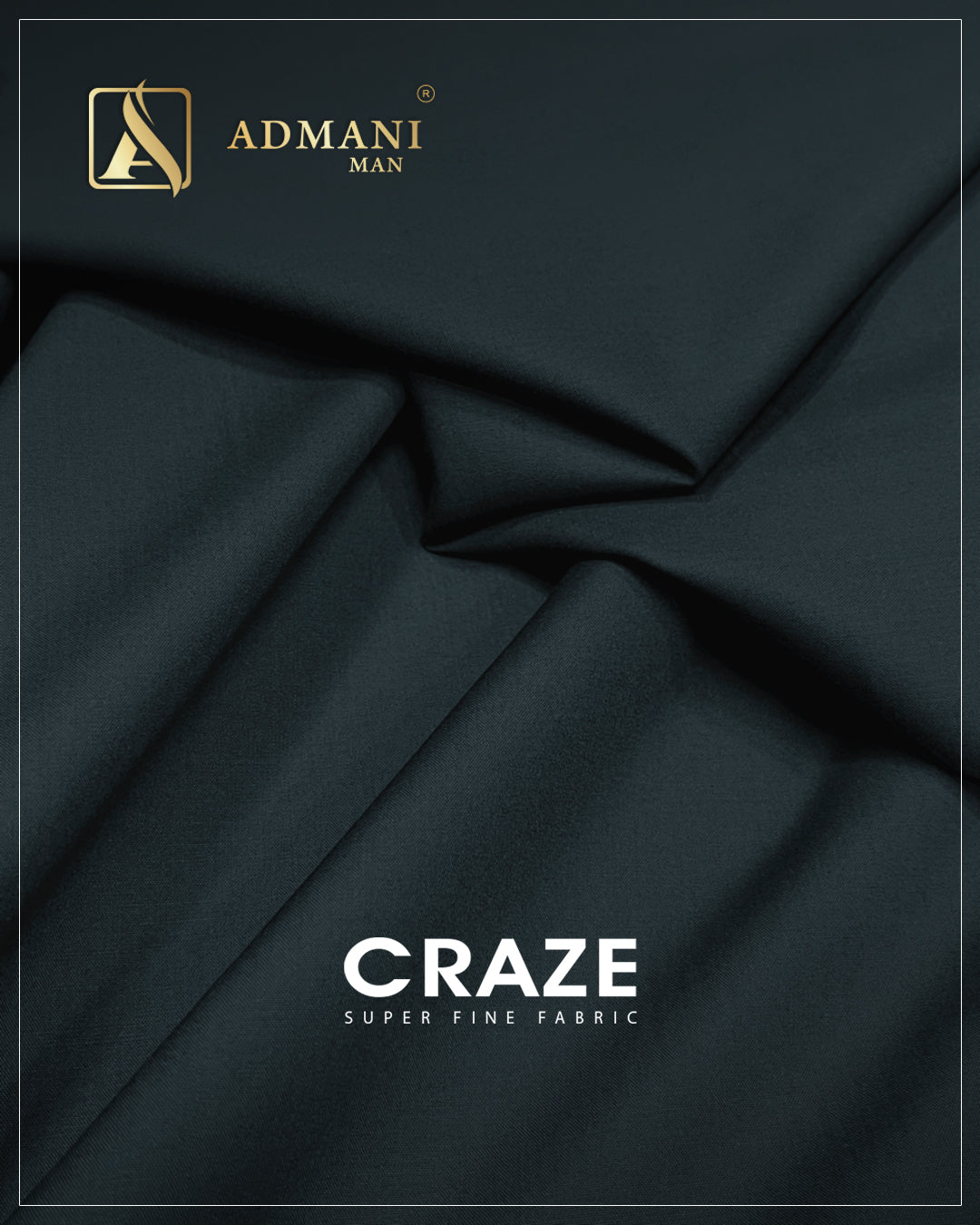 CRAZE Dark Teal Super Fine Unstitched Fabric for Menswear Shalwar Kameez by Admani Man Pakistan - deep green-blue tone for premium look