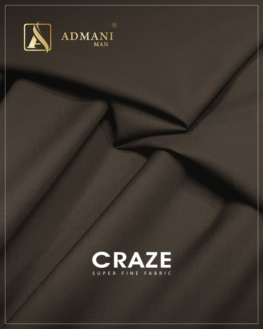 CRAZE Hazel Wood Super Fine Unstitched Fabric for Menswear Shalwar Kameez by Admani Man Pakistan - earthy brown tone for premium formal styling