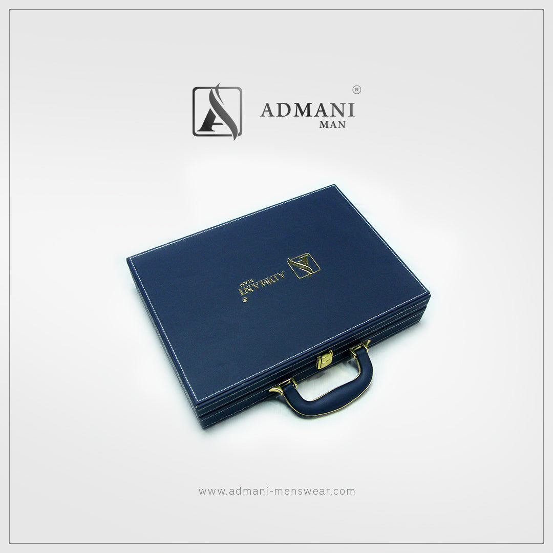 Exclusive Box 2 premium rigid packaging with magnetic closure for unstitched fabric menswear shalwar kameez by Admani Menswear Pakistan
