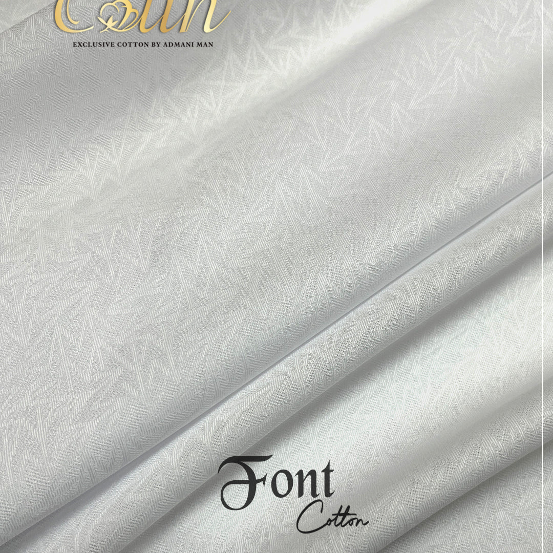 Font White Premium Cotton Unstitched Fabric Menswear Shalwar Kameez by Admani Menswear Pakistan
