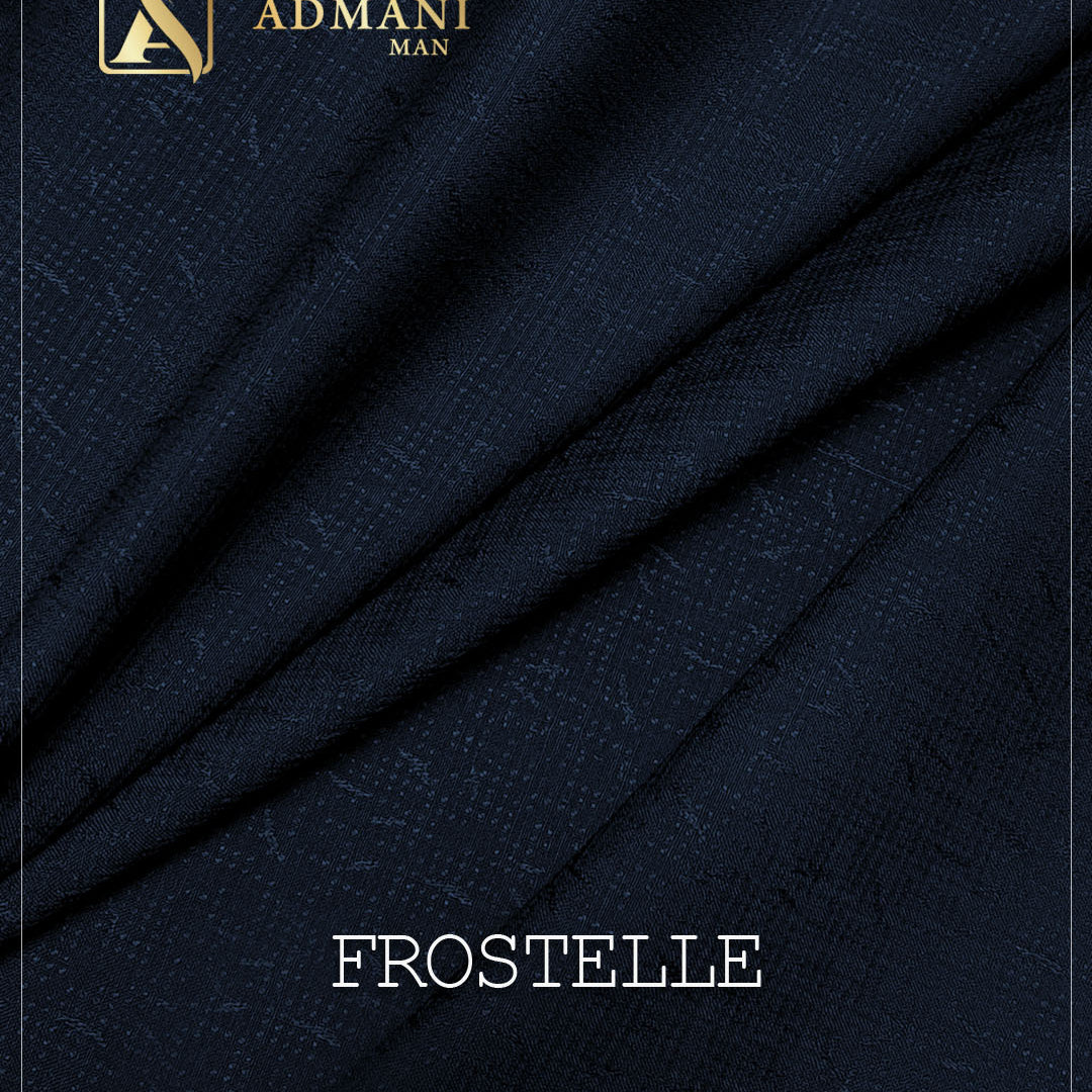 Frostelle Navy Blue Unstitched Jacquard Shalwar Kameez Fabric Mens Clothing Pakistan by Admani Menswear