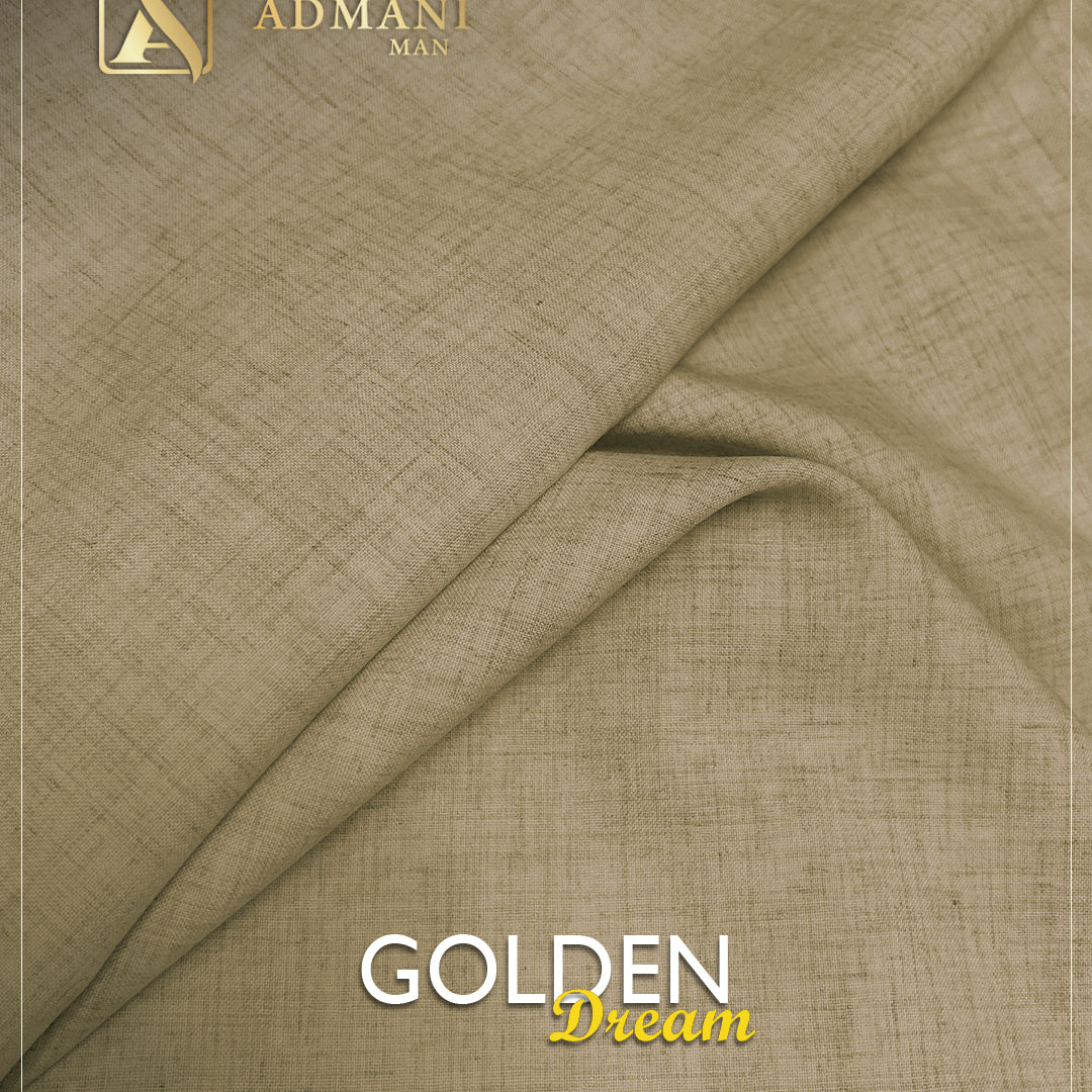 Golden Dream Hazel Wood Shade Unstitched Shalwar Kameez Fabric Menswear Pakistan