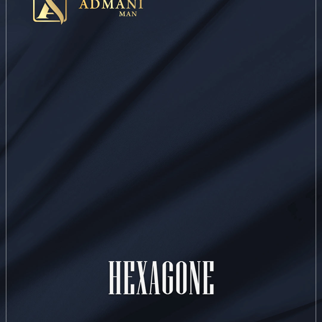 Hexagone Navy Blue Unstitched Shalwar Kameez Fabric Mens Clothing Pakistan by Admani Menswear