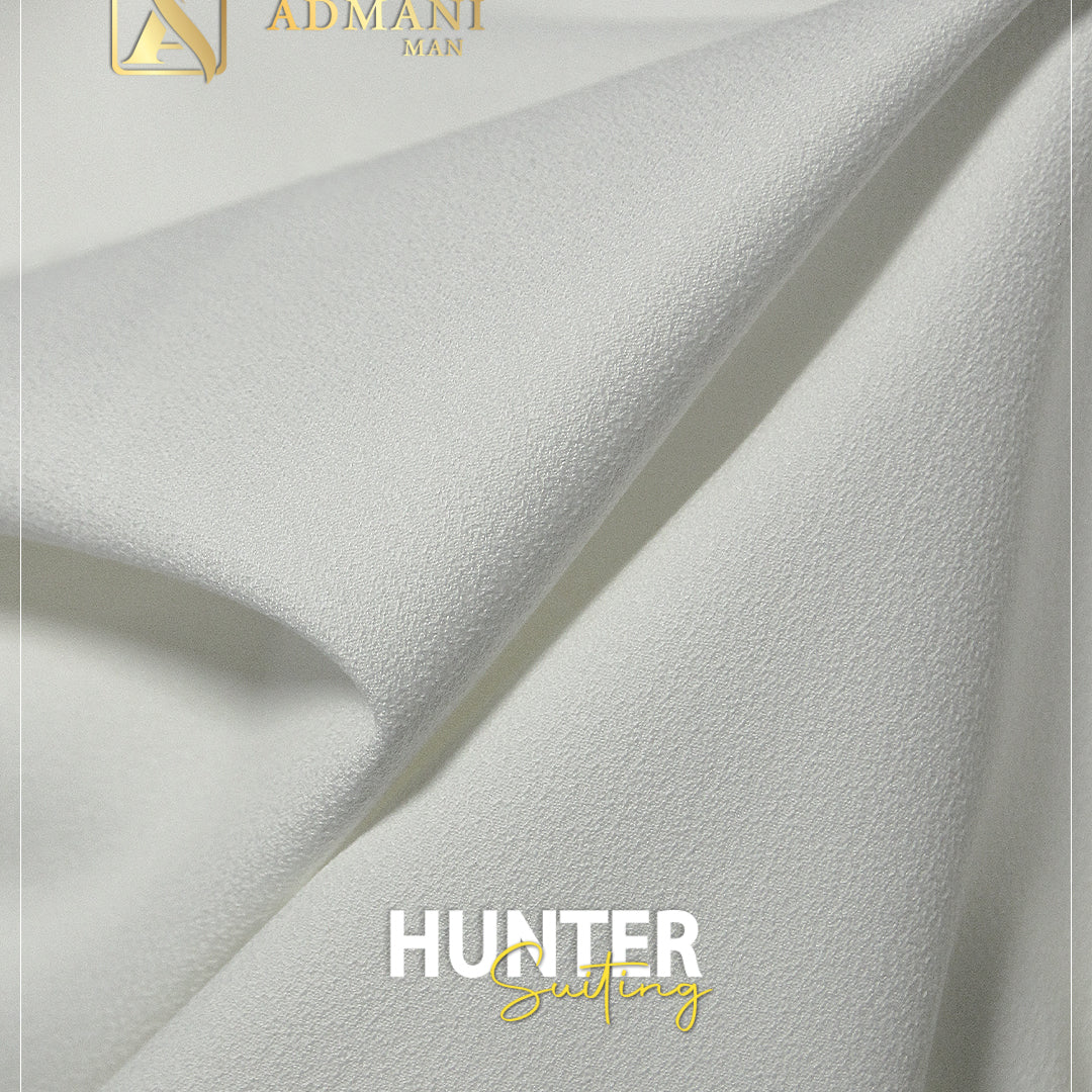 Hunter Suiting Off White Moscrap texture fabric for men's shalwar kameez