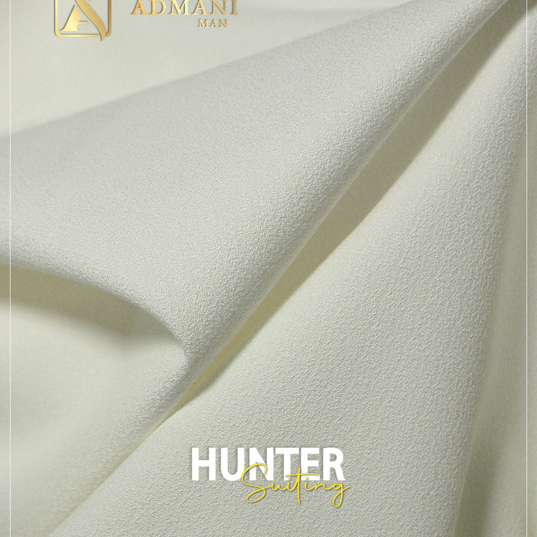Hunter Suiting White Moscrap texture fabric for men's shalwar kameez
