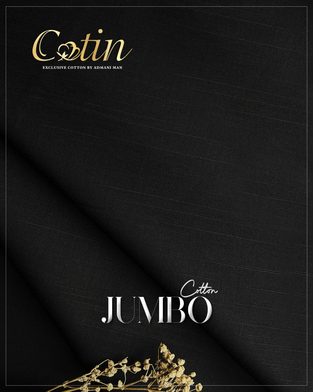 Jumbo Black Premium Cotton Unstitched Fabric for Menswear Shalwar Kameez by Admani Pakistan