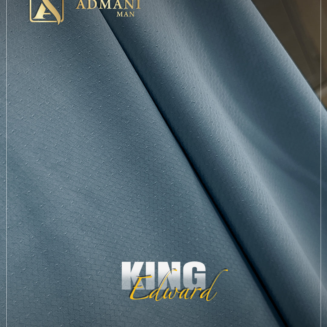 King Edward Blue Sapphire Premium Textured Fabric for Formal Shalwar Kameez by Admani Pakistan