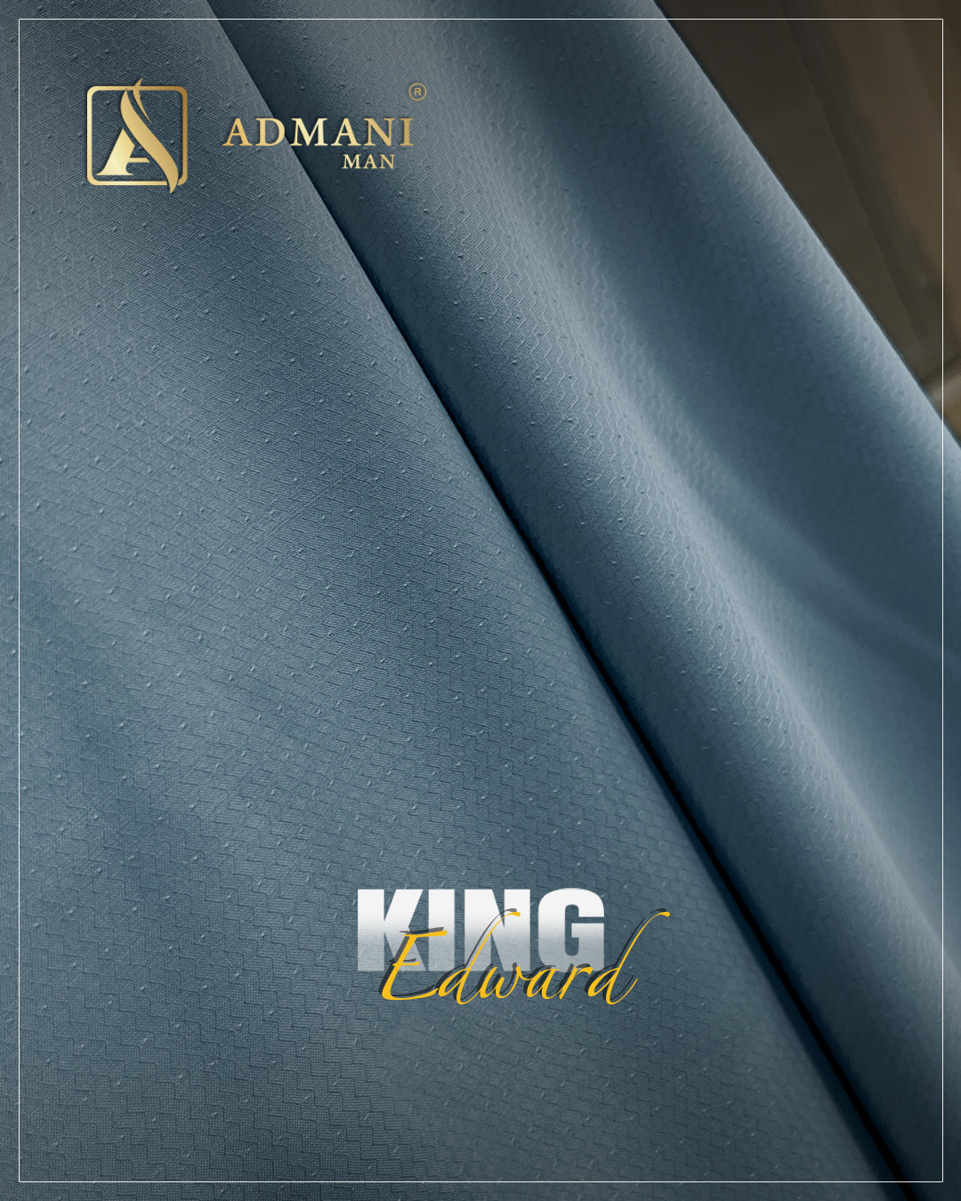 King Edward Blue Sapphire Premium Textured Fabric for Formal Shalwar Kameez by Admani Pakistan