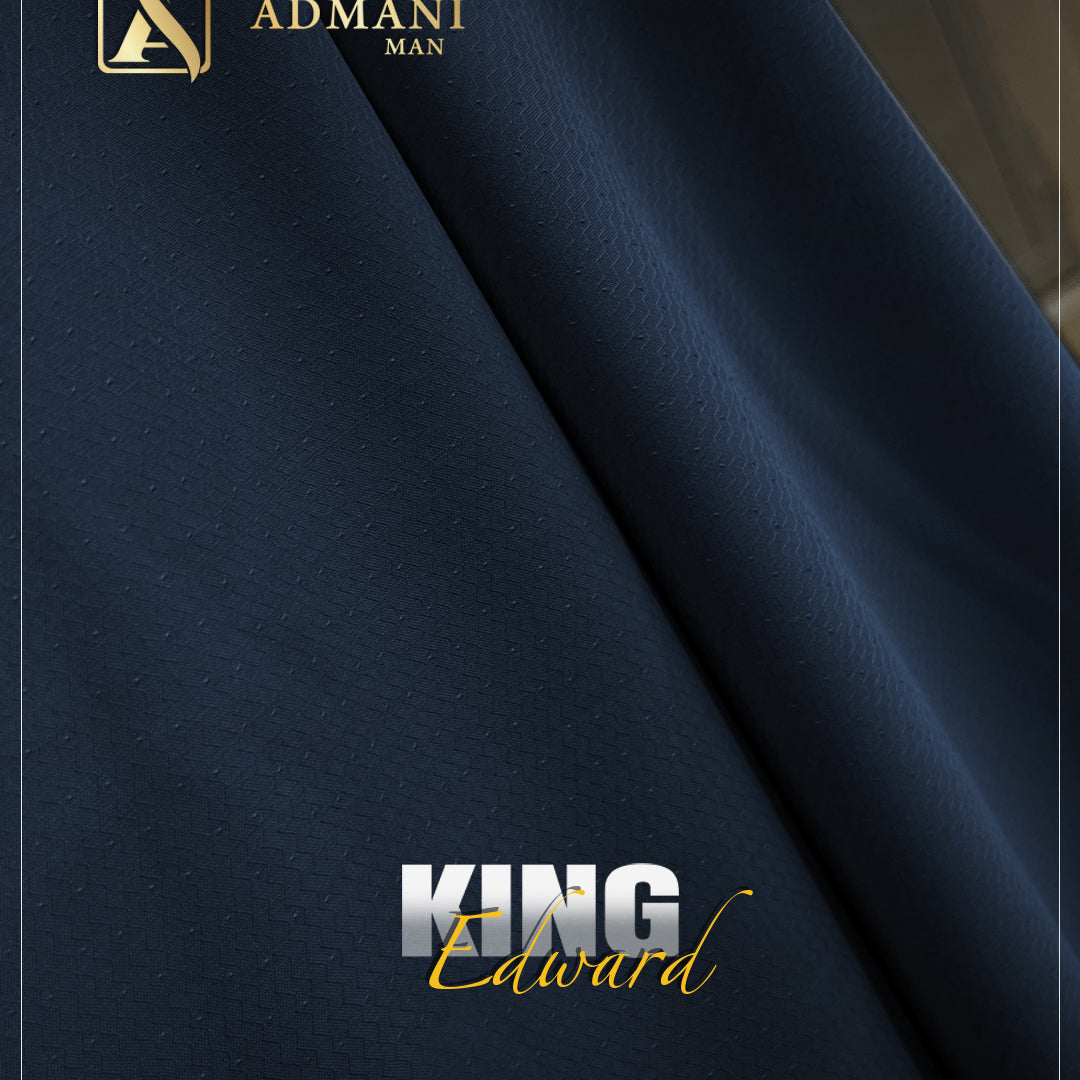 King Edward Navy Blue Premium Textured Fabric for Formal Events by Admani Pakistan