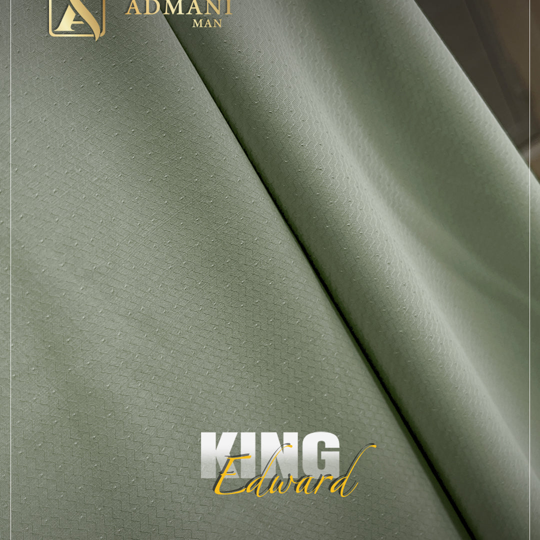 King Edward Sage Green Premium Textured Fabric for Sophisticated Wear by Admani Pakistan