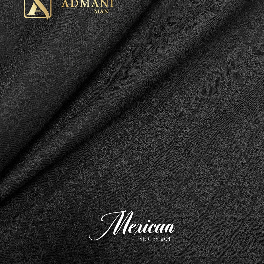 Mexican Series 04 Black luxury winter jacquard fabric for men's shalwar kameez | Black Shalwar Kameez
