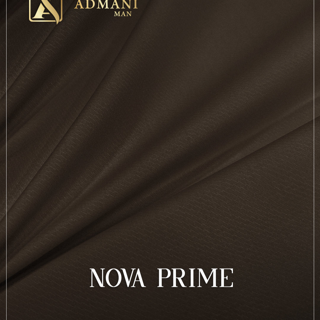 Nova Prime Walnut Brown Premium Wash n Wear Unstitched Fabric for Pakistani Men by Admani