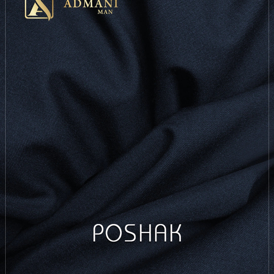 Poshak Navy Blue medium winter plain fabric for menswear shalwar kameez