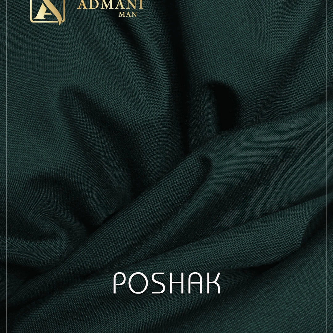 Poshak Peacock green medium winter plain fabric for menswear shalwar kameez