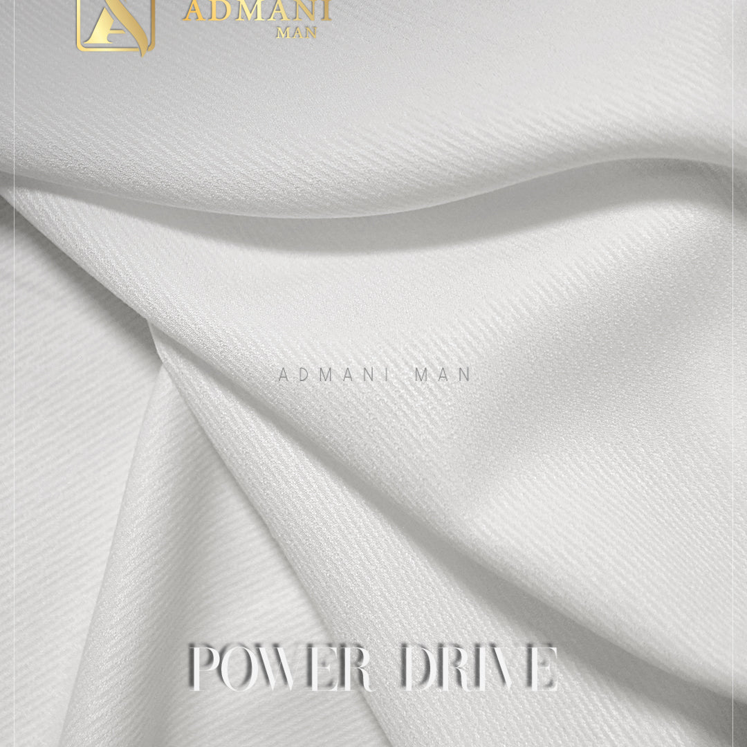 Power Drive Off White Premium Jacquard Dobby Unstitched Fabric Menswear Shalwar Kameez by Admani Menswear Pakistan