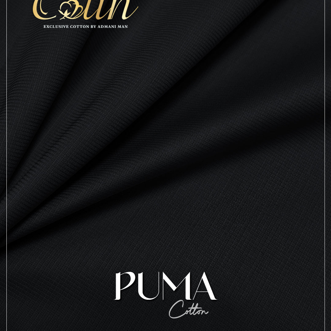 Puma Black Premium Cotton Unstitched Fabric for Formal Events by Admani Pakistan