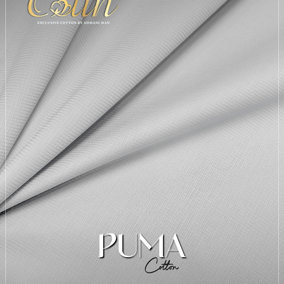 Puma Off White Premium Cotton Unstitched Fabric for Premium Menswear by Admani Pakistan