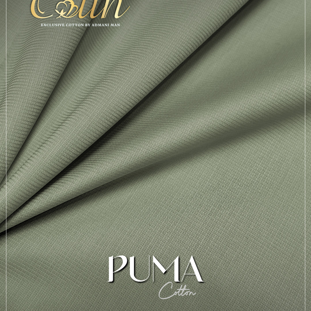 Puma Sage Green Premium Cotton Unstitched Fabric for Formal Shalwar Kameez by Admani Pakistan