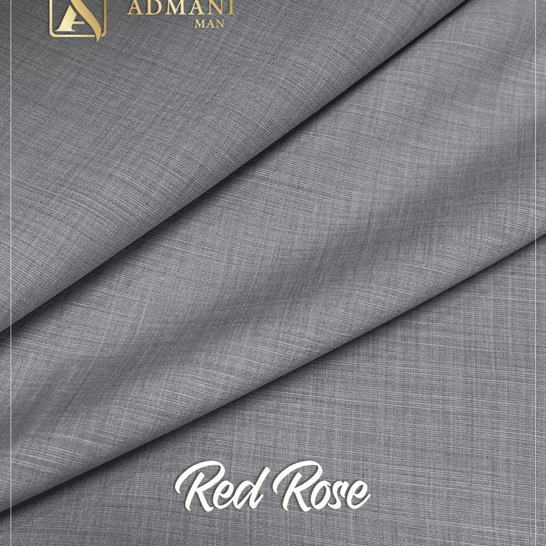 Red Rose Silver Gray Unstitched Fabric for Men by Admani Menswear Pakistan