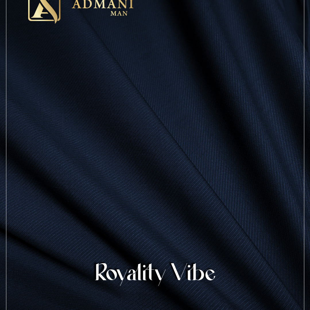 Royalty Vibe Navy Blue Unstitched Micro Design Fabric for Men by Admani Menswear Pakistan