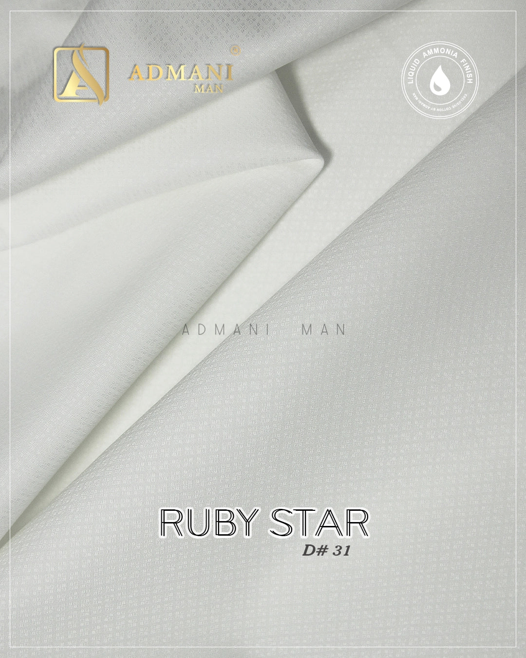 Ruby Star D-31 100% Liquid Ammonia Cotton shirting fabric for men by Admani