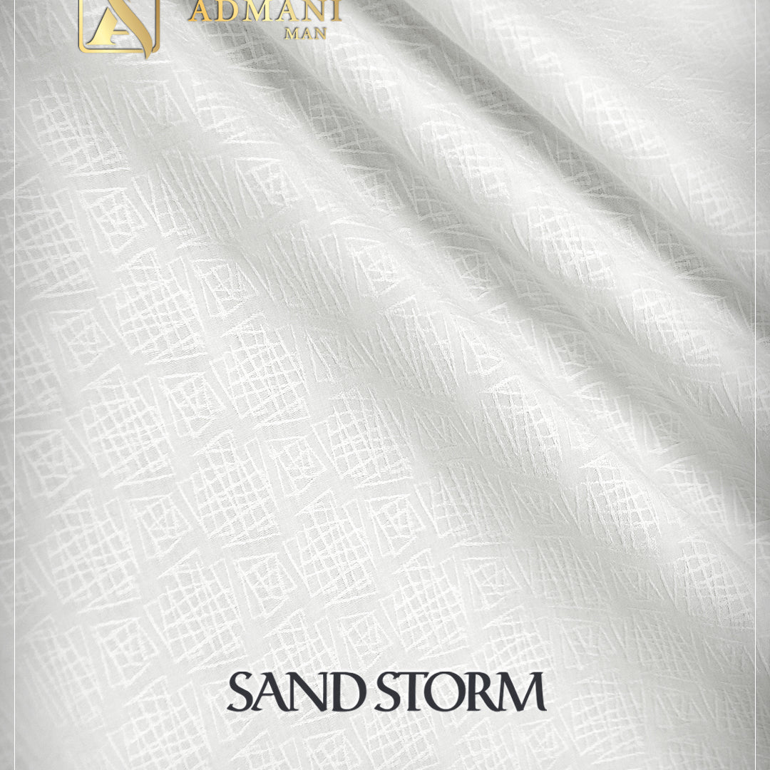 Off white sand storm fabric with dobby weave for men clothing Pakistan