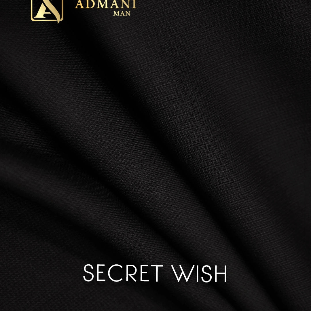 Secret Wish Black subtle texture winter fabric for Pakistani mens shalwar kameez
