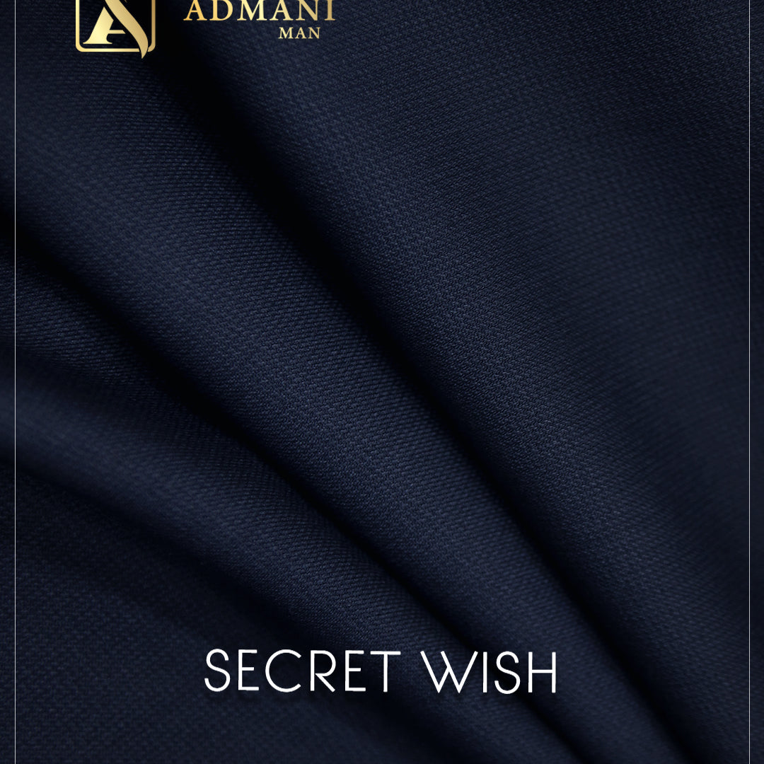 Secret Wish Navy Blue subtle texture premium winter fabric for menswear shalwar kameez
