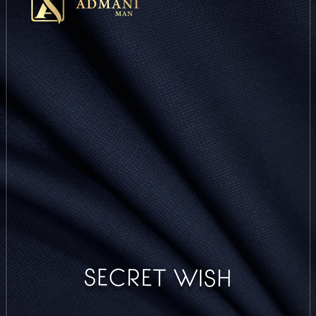 Secret Wish Navy Blue subtle texture winter fabric for Pakistani mens shalwar kameez
