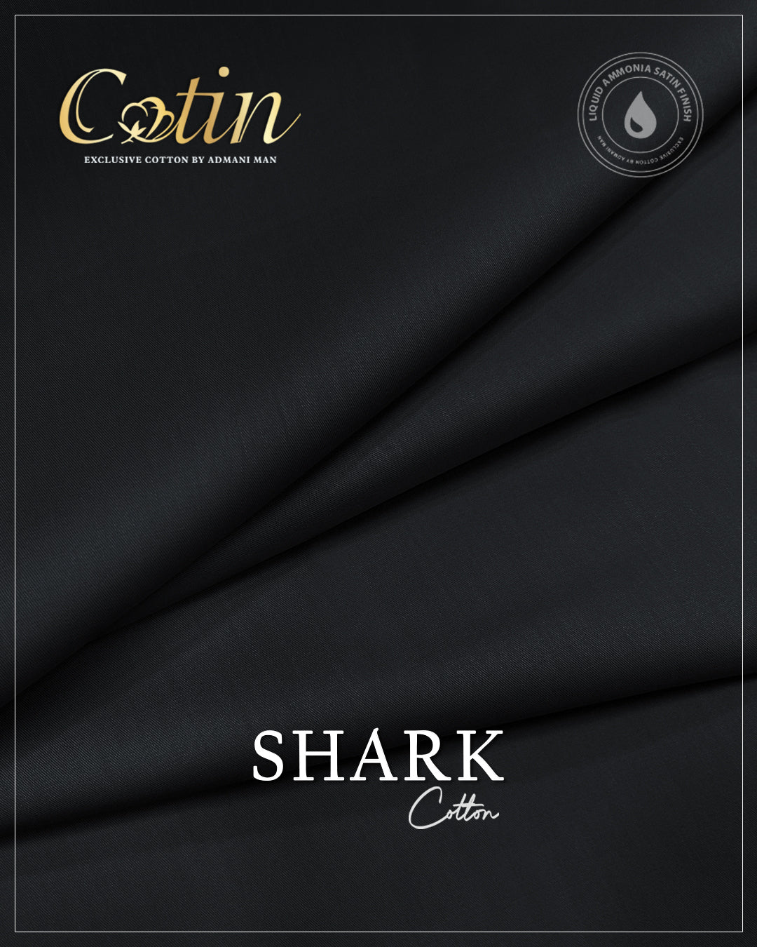 Shark Black Unstitched Cotton Liquid Ammonia Fabric Mens Clothing Pakistan by Admani Menswear