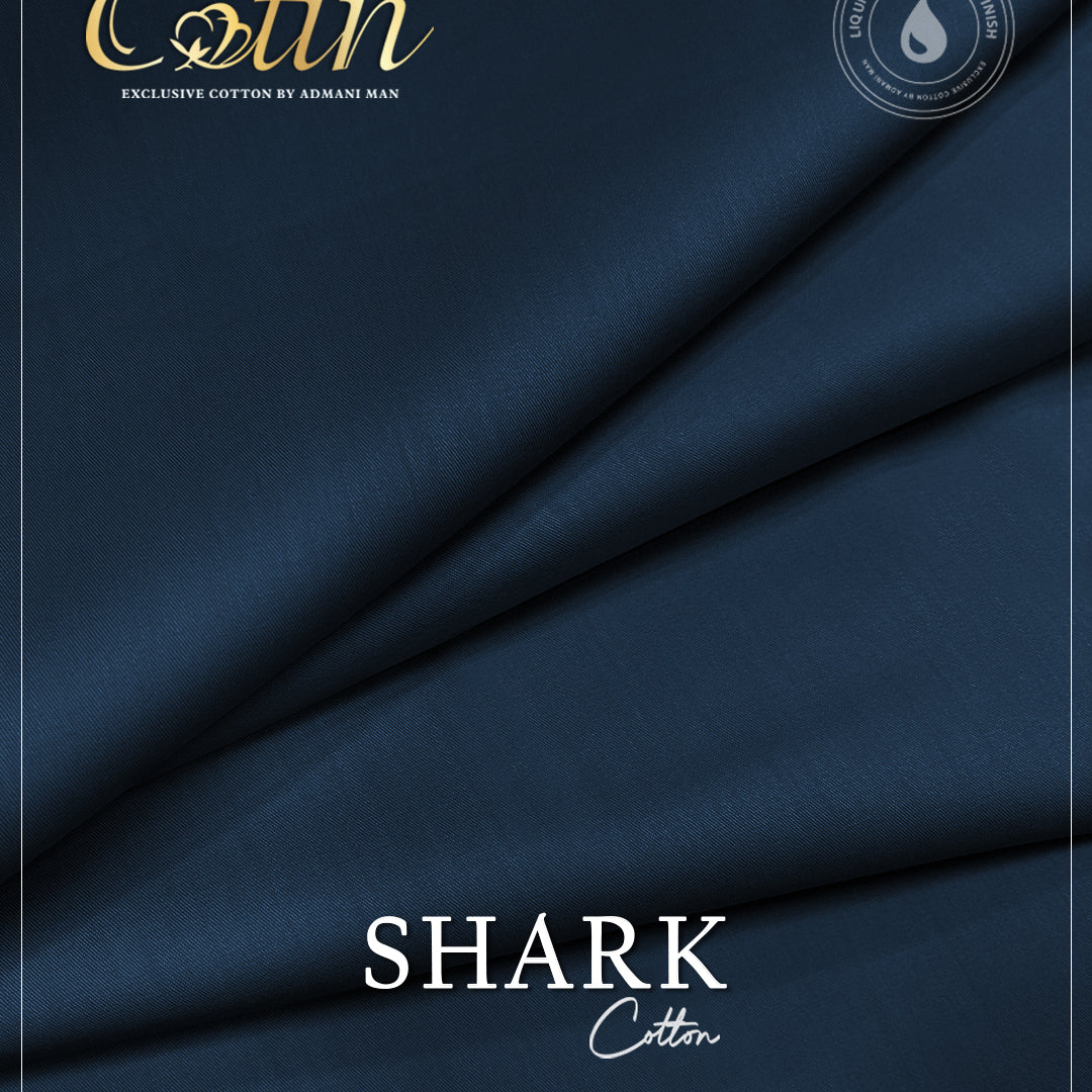 Shark Navy Blue Unstitched Cotton Liquid Ammonia Shalwar Kameez Fabric by Admani Menswear Pakistan