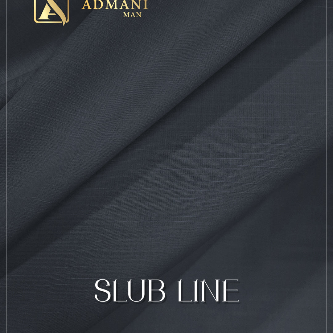 Midnight blue slub line premium unstitched fabric for mens shalwar kameez by Admani Menswear Pakistan