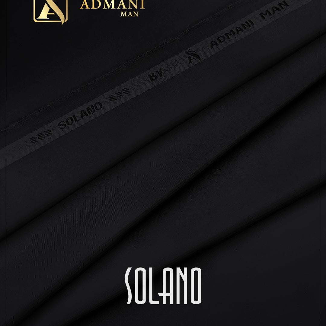 Solano Black Color Premium Unstitched Fabric Mens Shalwar Kameez by Admani Menswear Pakistan