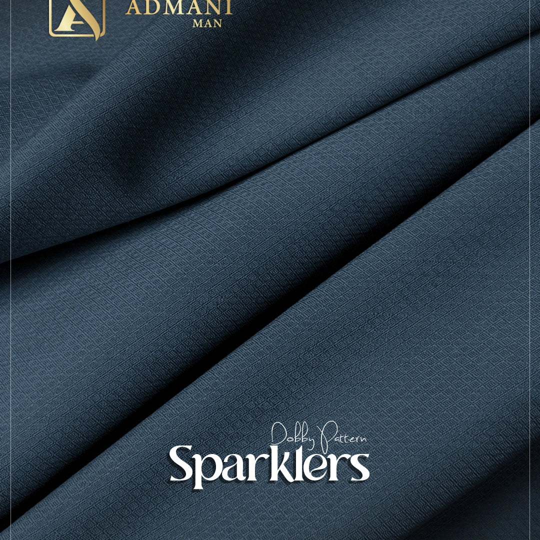 Sparklers Blue Sapphire premium fabric with subtle sheen for menswear shalwar kameez