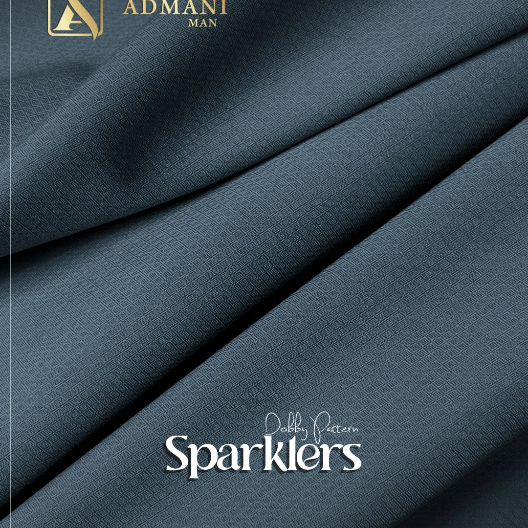Sparklers Denim blue premium fabric with subtle sheen for menswear shalwar kameez